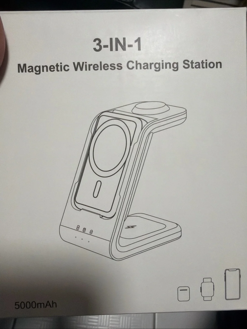 3-in-1 Wireless Charging Dock Station for Phone, Watch & Earbuds - Black